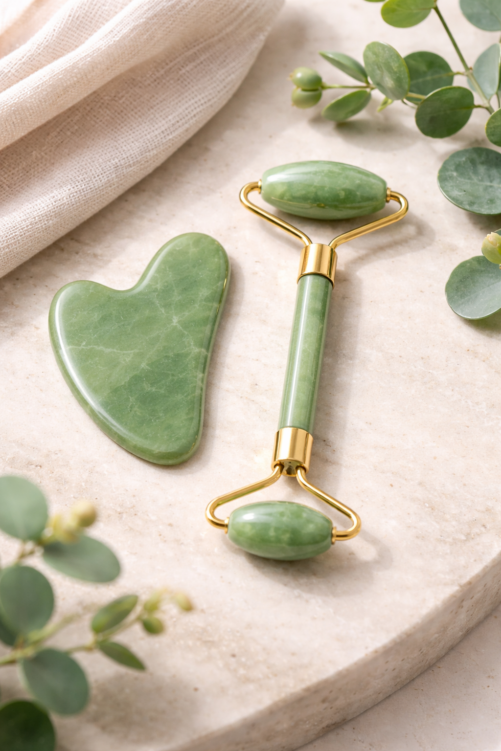 Jade Gua Sha & Facial Roller Set