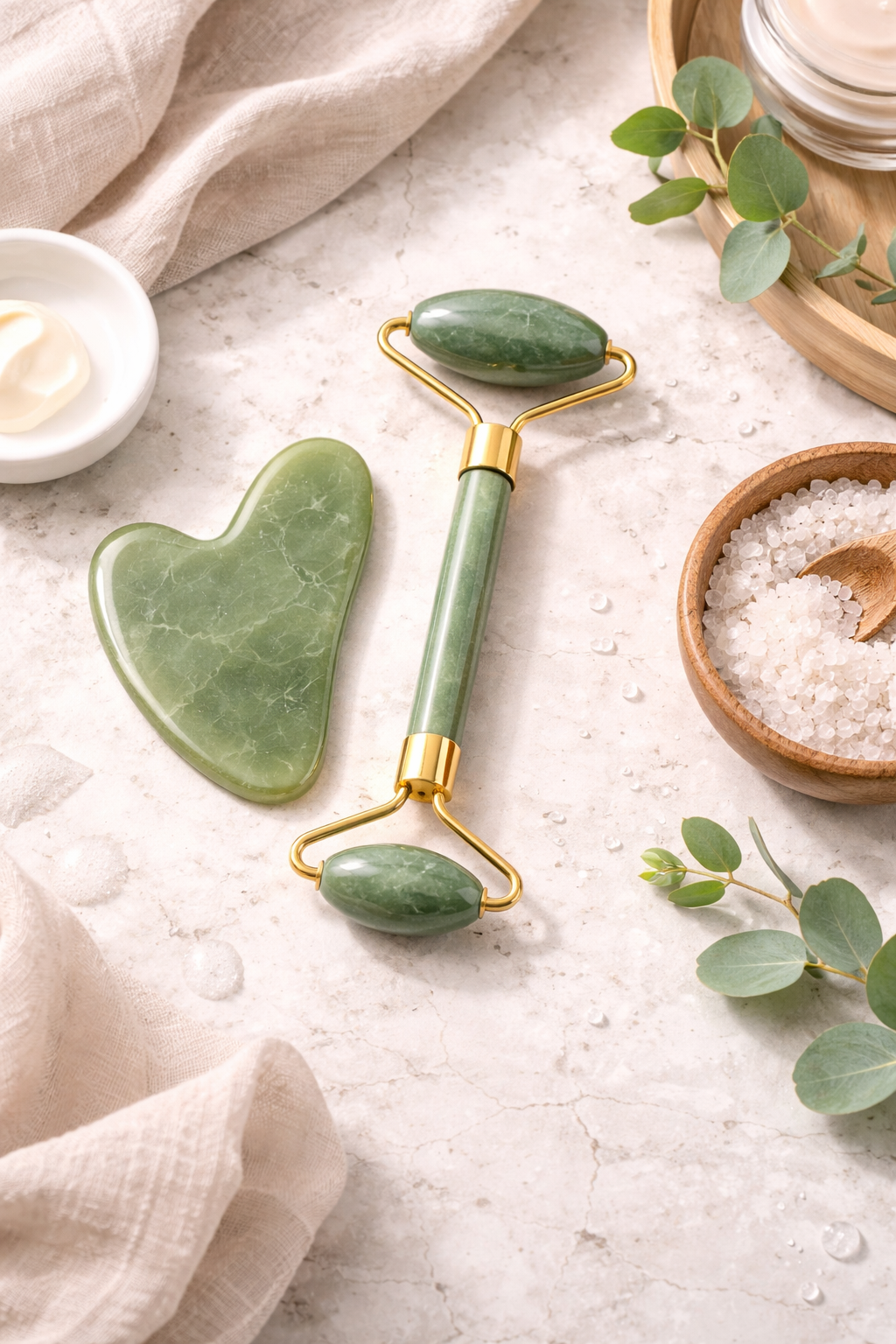 Jade Gua Sha & Facial Roller Set